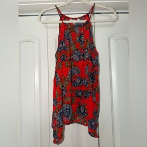 Collective Concepts Red Floral Halter Tank